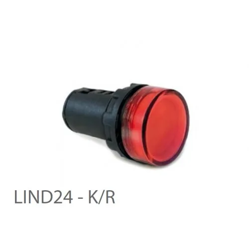 Лампа сигнальная светодиодная KLEMSAN LIND24-K-R 24В AC-DC 800711